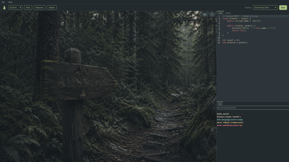 The Everforest Dark theme in AGR