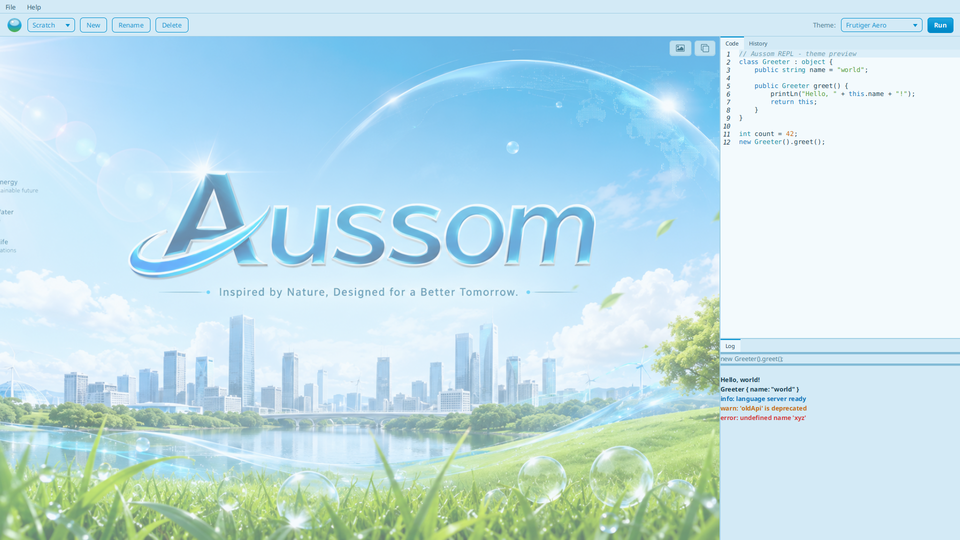 The Frutiger Aero theme in AGR