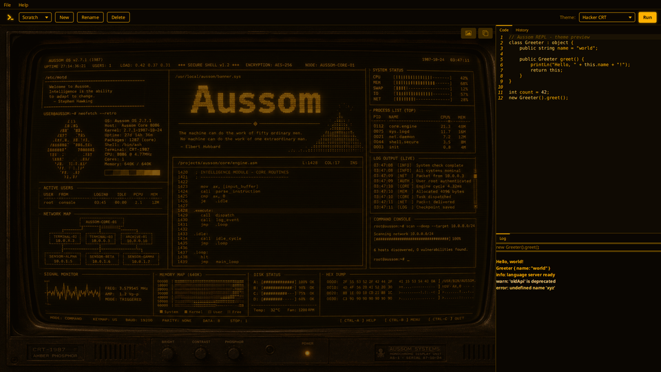 The Hacker CRT theme in AGR