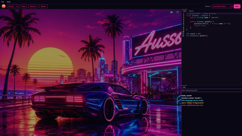 The Synthwave Neon theme in AGR