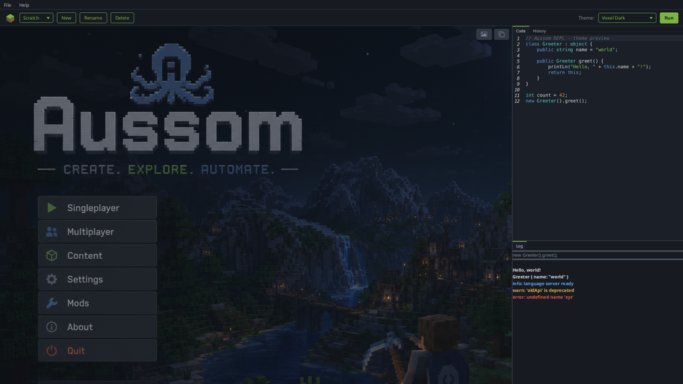 The Voxel Dark theme in AGR